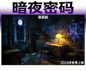 悬疑剧《暗夜密码》海报，昏暗房间与神秘符号